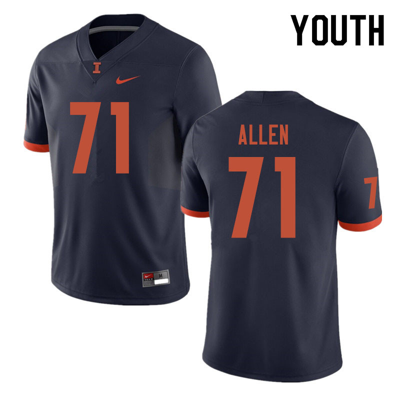 Youth #71 Jeff Allen Illinois Fighting Illini College Football Jerseys Sale-Navy